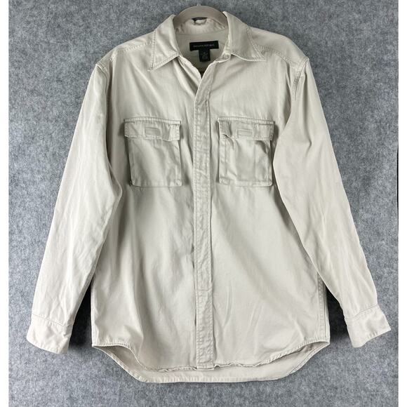 Vintage Banana Republic Safari Shirt Mens Medium Hook and Loop Closure Upcycled